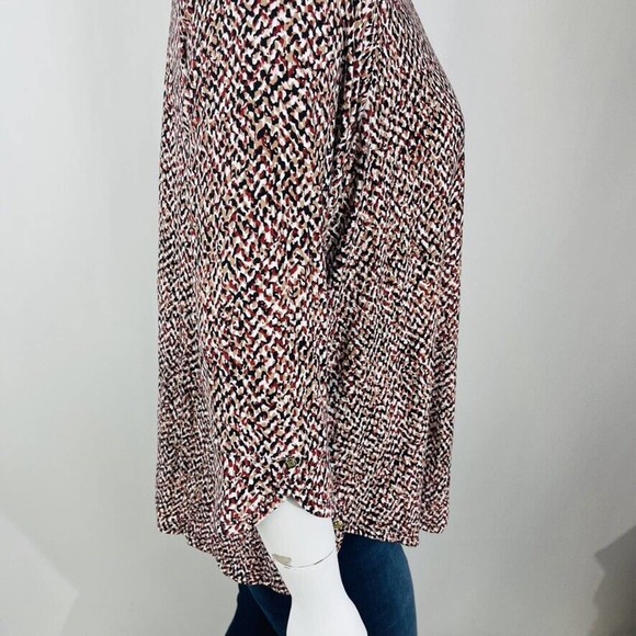 Liz Claiborne Womans Sz 2X Plus Blouse Abstract Brown Top 3/4 Sleeve - Picture 6 of 8